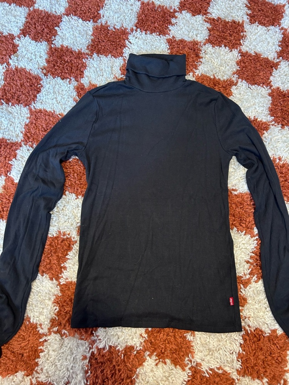 Levi’s ribbed Black Turtleneck with ruched sleeves